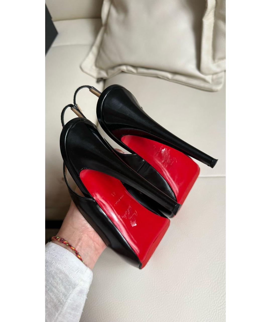 CHRISTIAN LOUBOUTIN Черные кожаные туфли, фото 5