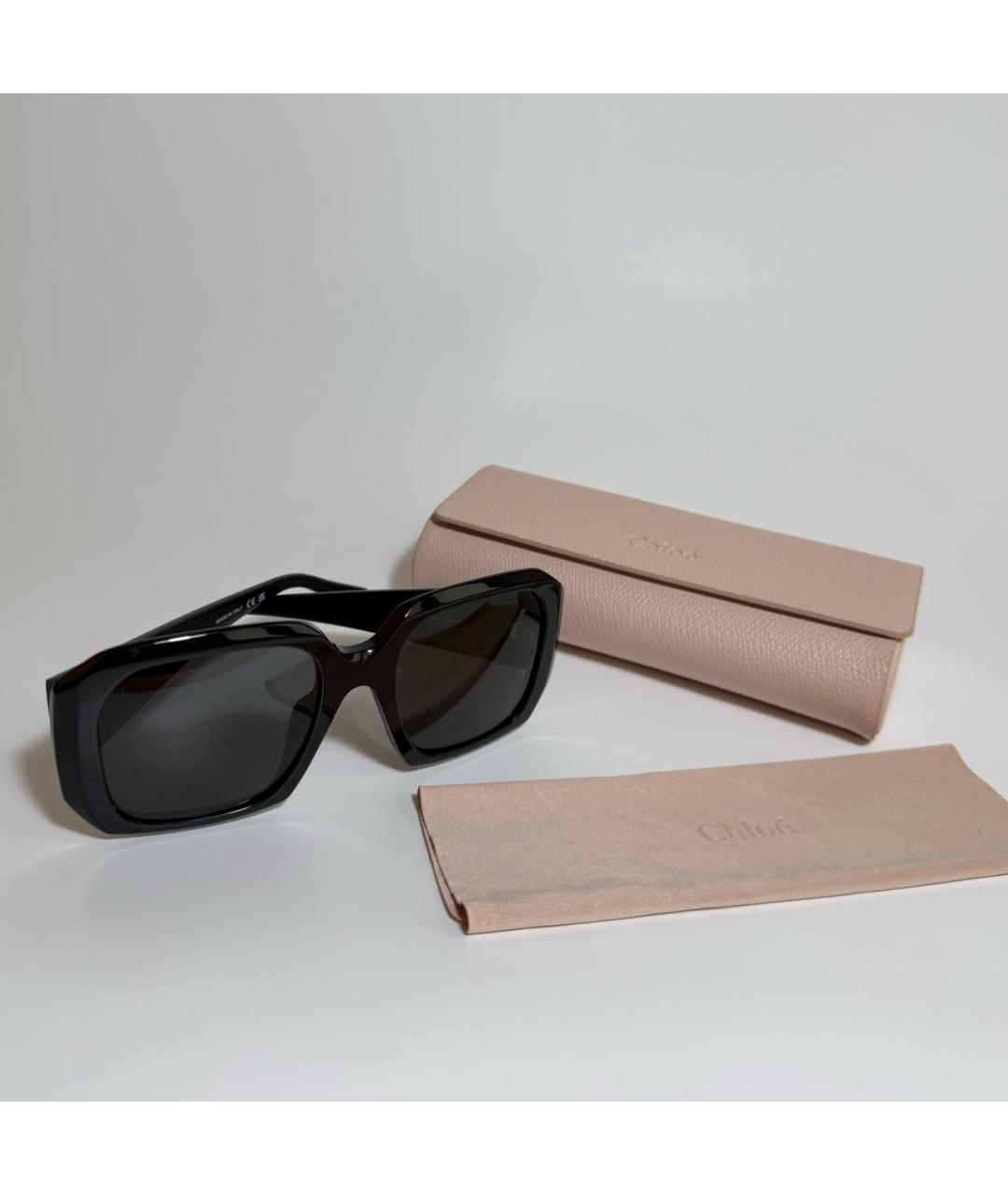 CHLOE Черные пластиковые солнцезащитные очки, фото 4