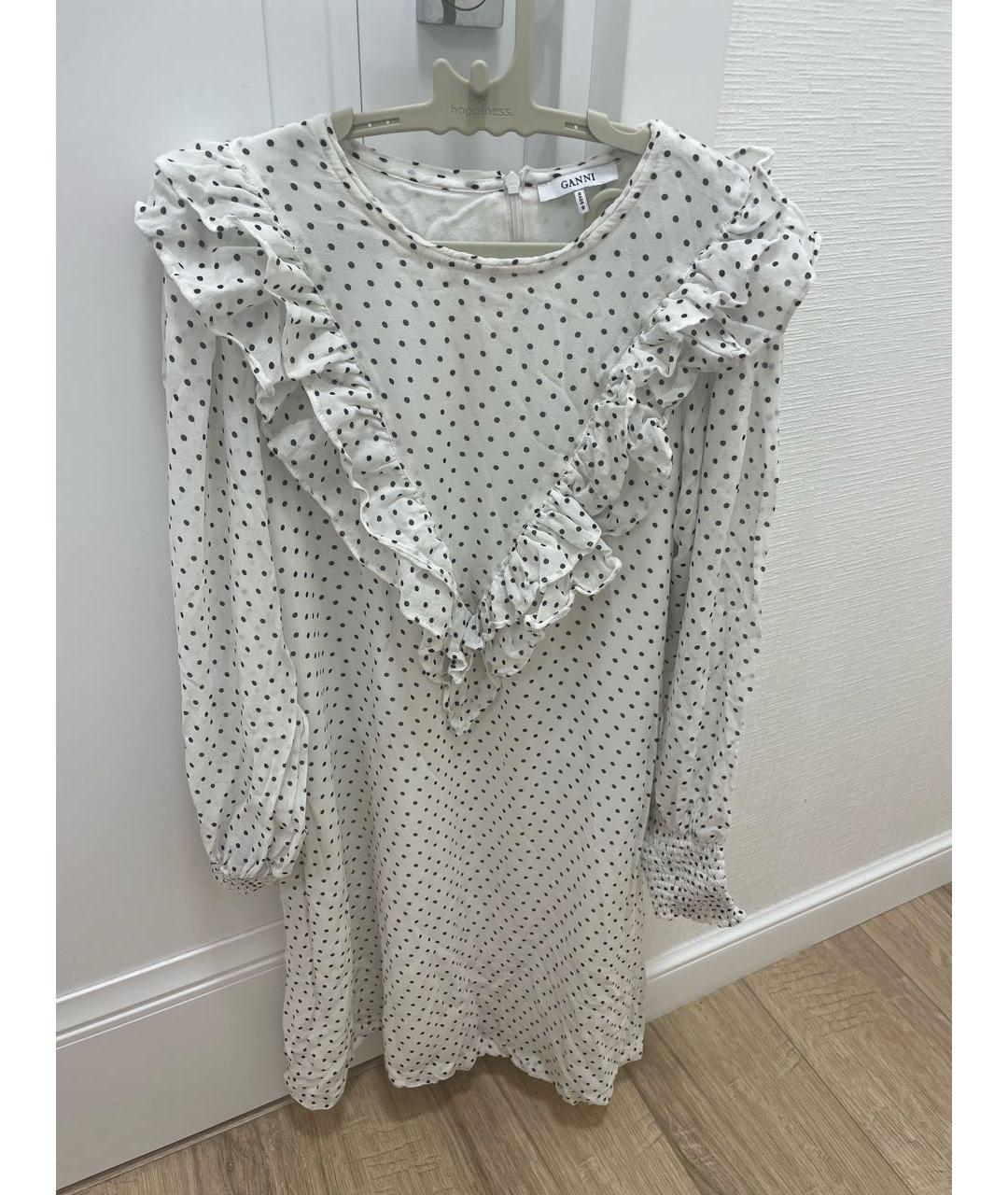 GANNI Белое полиамидовое повседневное платье, фото 2