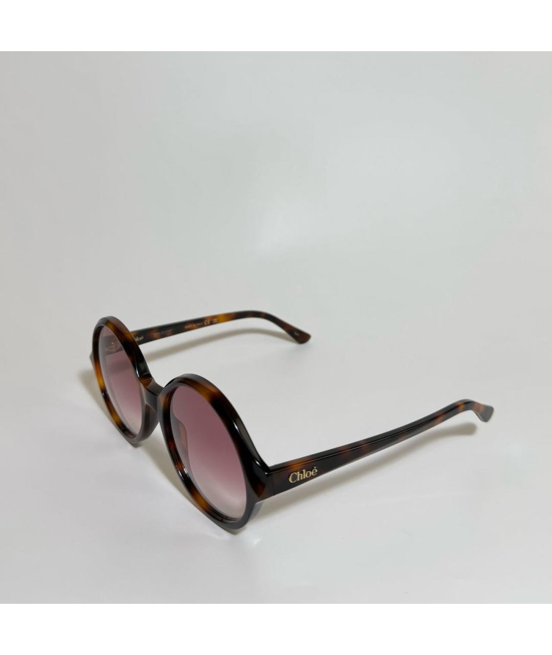 CHLOE Коричневые пластиковые солнцезащитные очки, фото 2