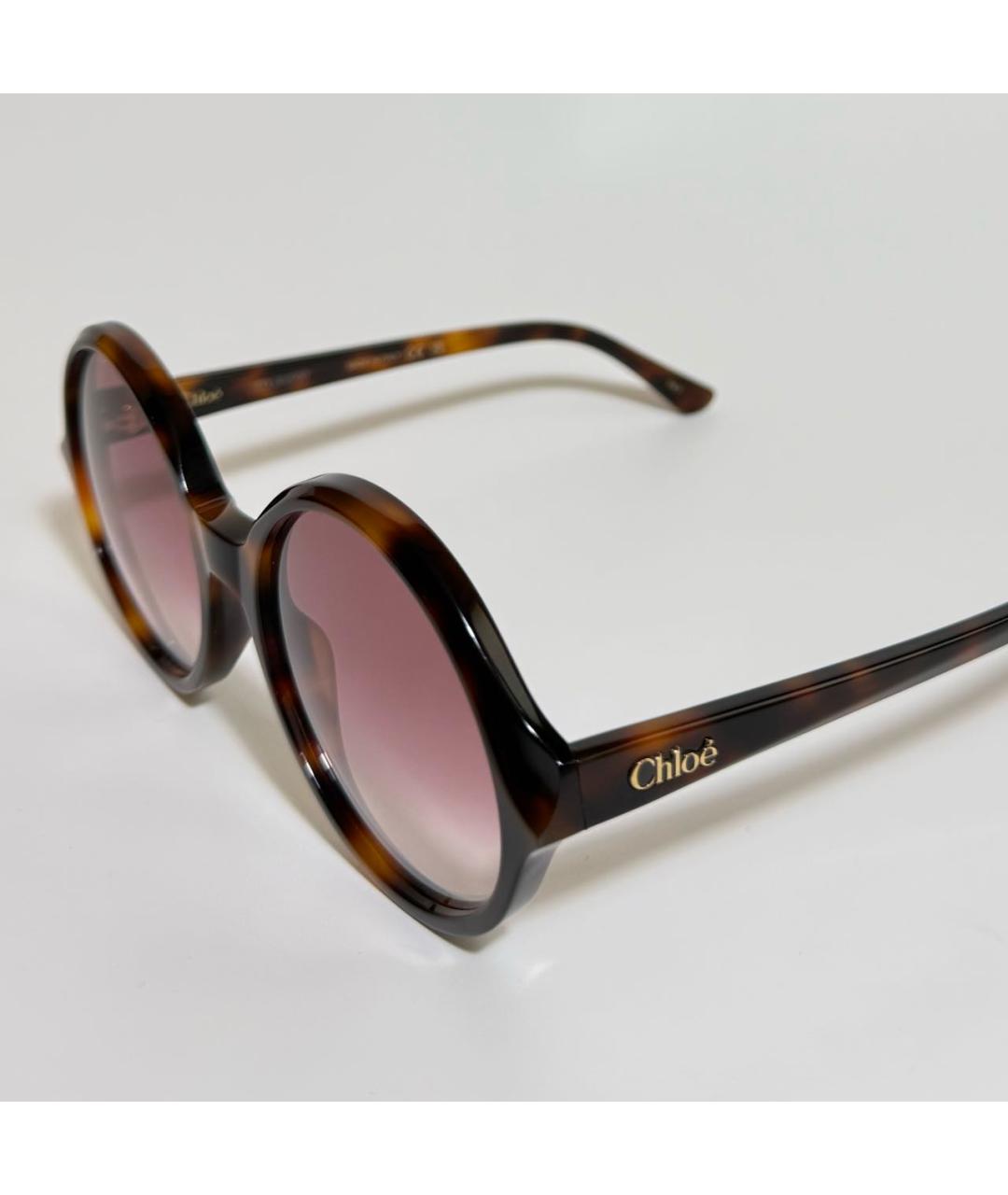 CHLOE Коричневые пластиковые солнцезащитные очки, фото 3