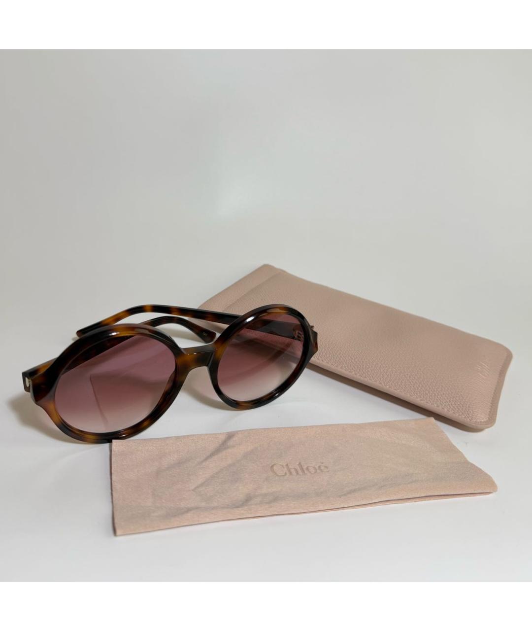 CHLOE Коричневые пластиковые солнцезащитные очки, фото 5