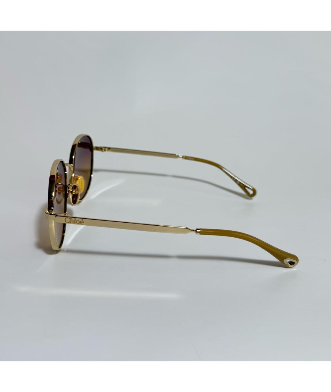 CHLOE Золотые металлические солнцезащитные очки, фото 3