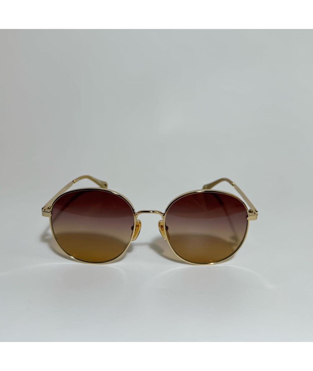 CHLOE Золотые металлические солнцезащитные очки, фото 5