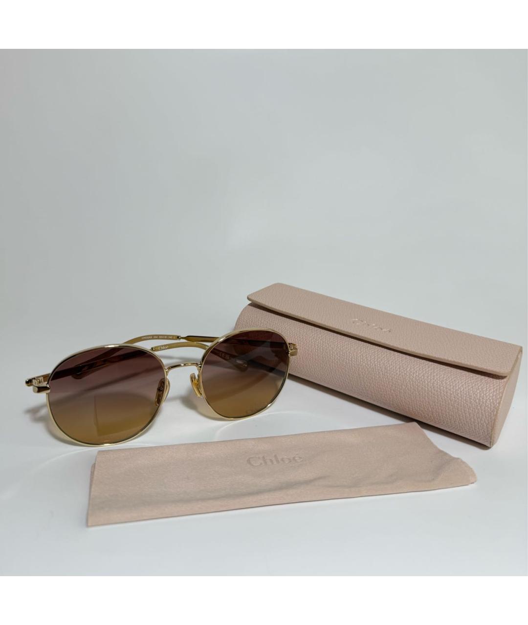 CHLOE Золотые металлические солнцезащитные очки, фото 4