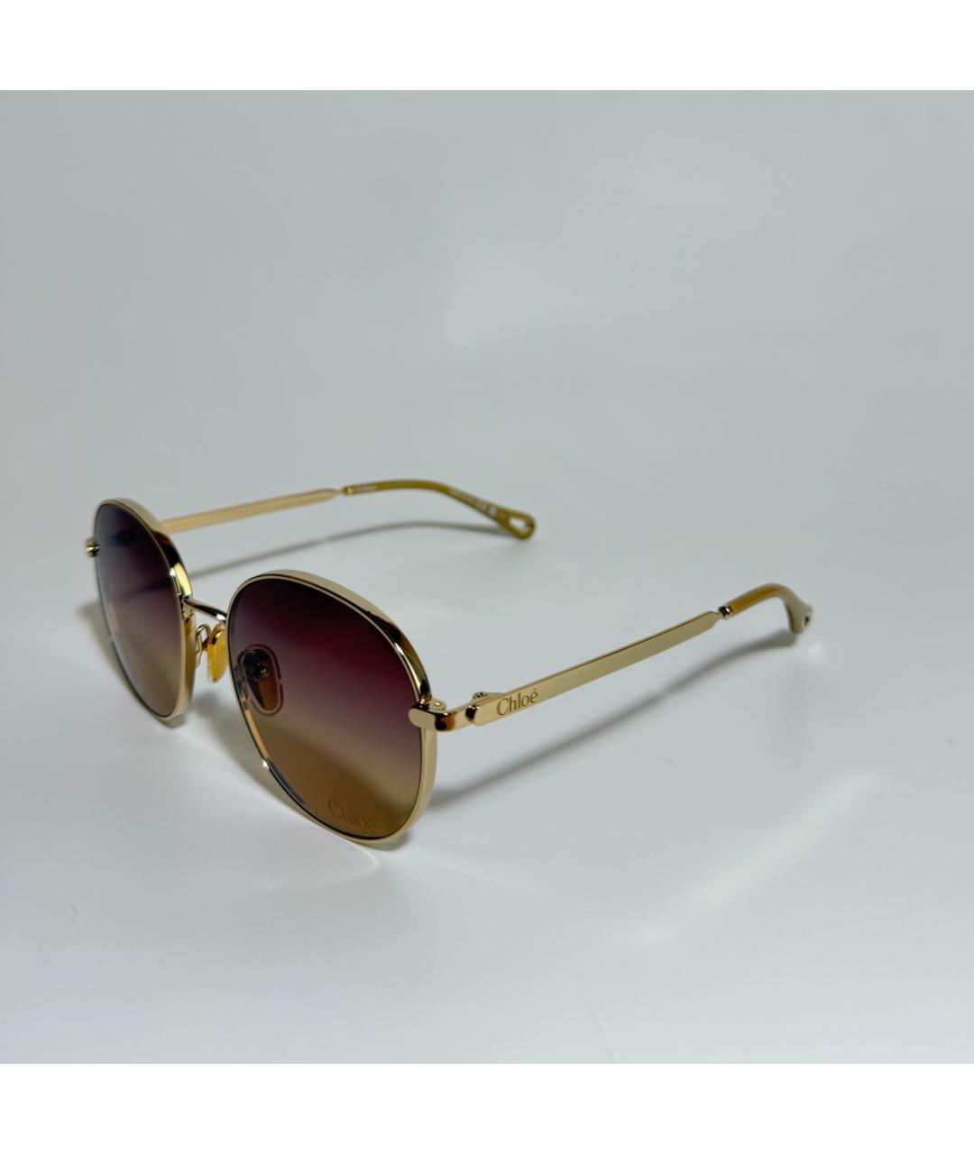 CHLOE Золотые металлические солнцезащитные очки, фото 2