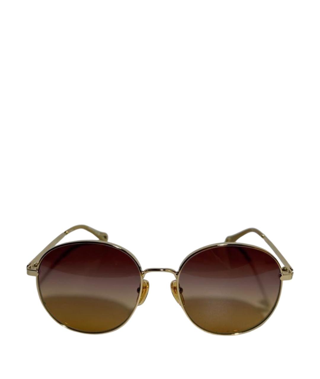 CHLOE Золотые металлические солнцезащитные очки, фото 1