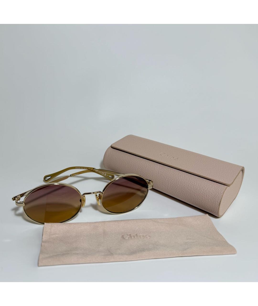 CHLOE Золотые металлические солнцезащитные очки, фото 5