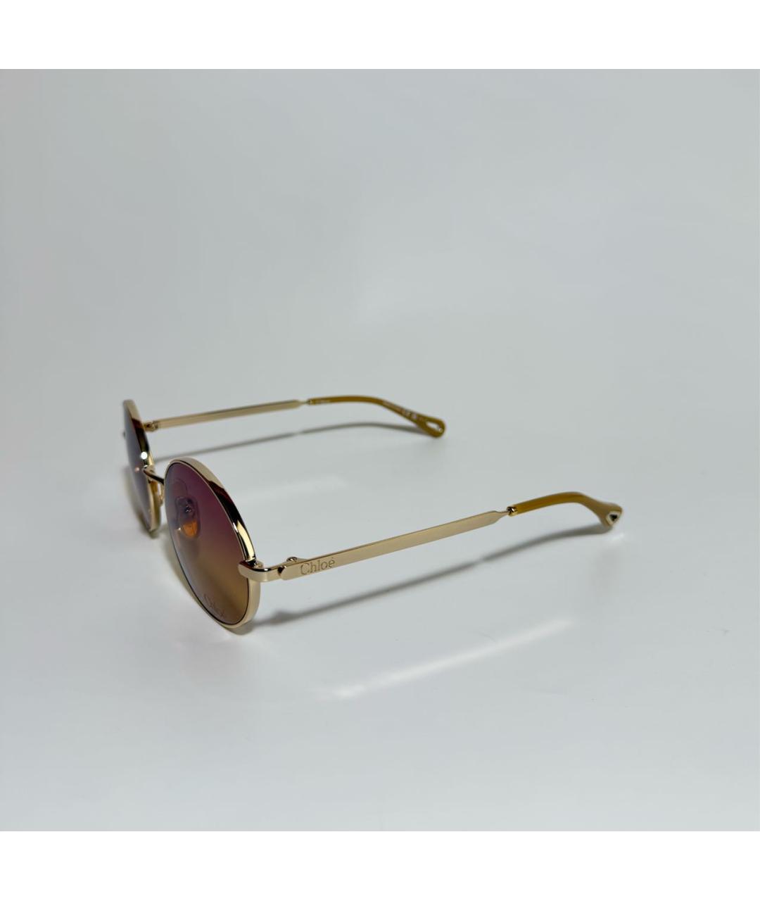 CHLOE Золотые металлические солнцезащитные очки, фото 2