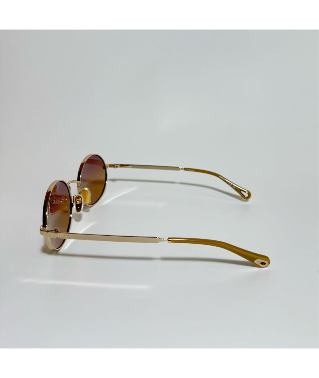 CHLOE Золотые металлические солнцезащитные очки, фото 3