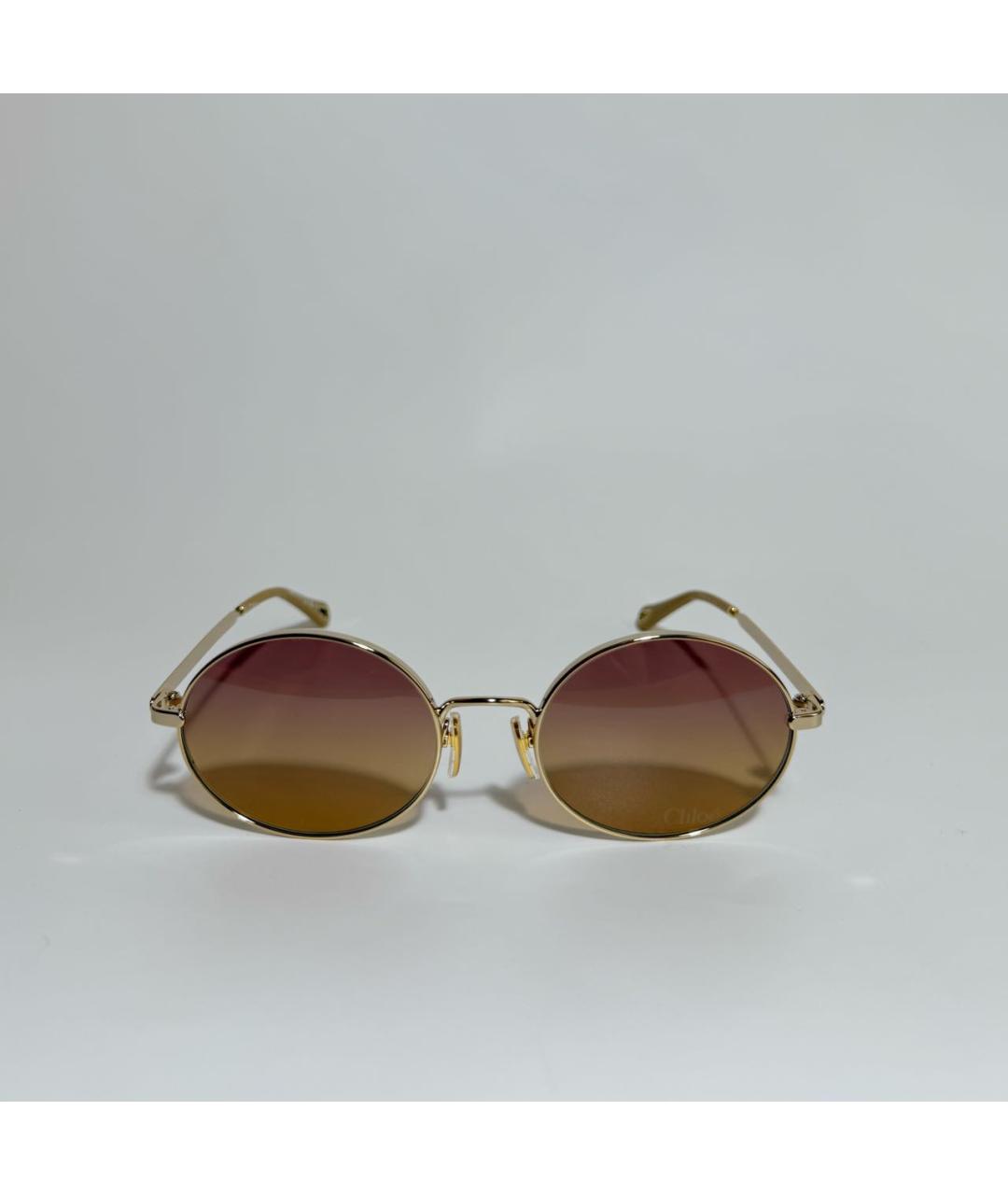 CHLOE Золотые металлические солнцезащитные очки, фото 6