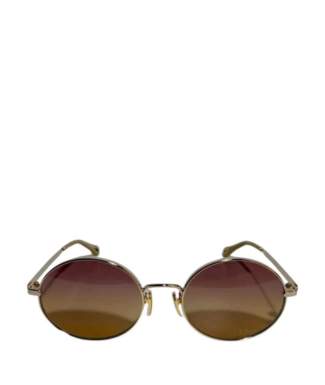 CHLOE Золотые металлические солнцезащитные очки, фото 1