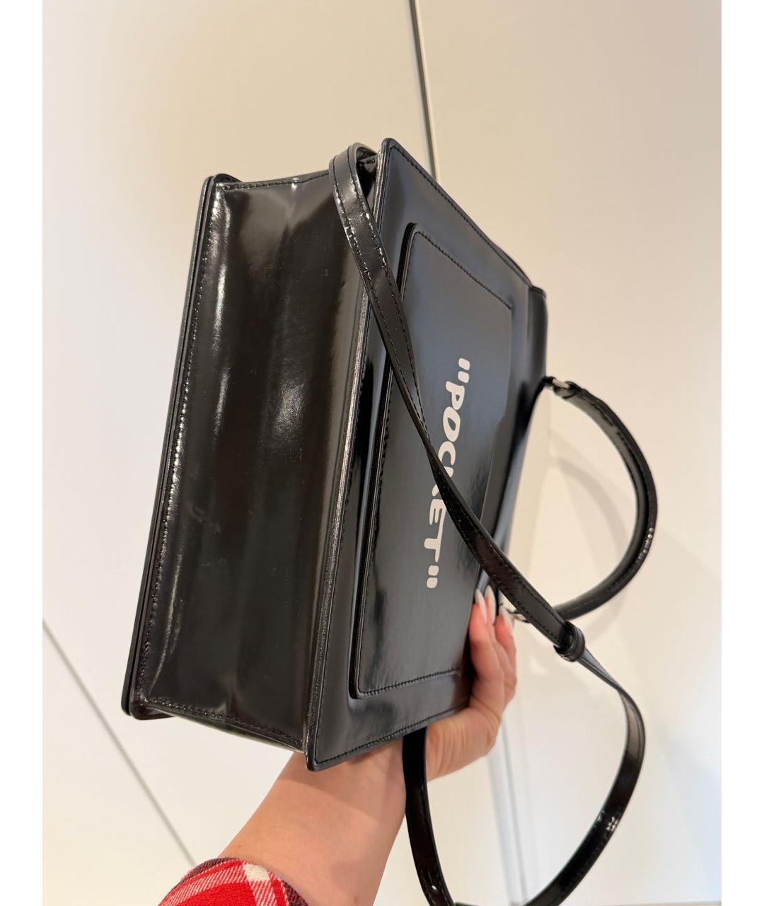 OFF-WHITE Черная кожаная сумка через плечо, фото 3