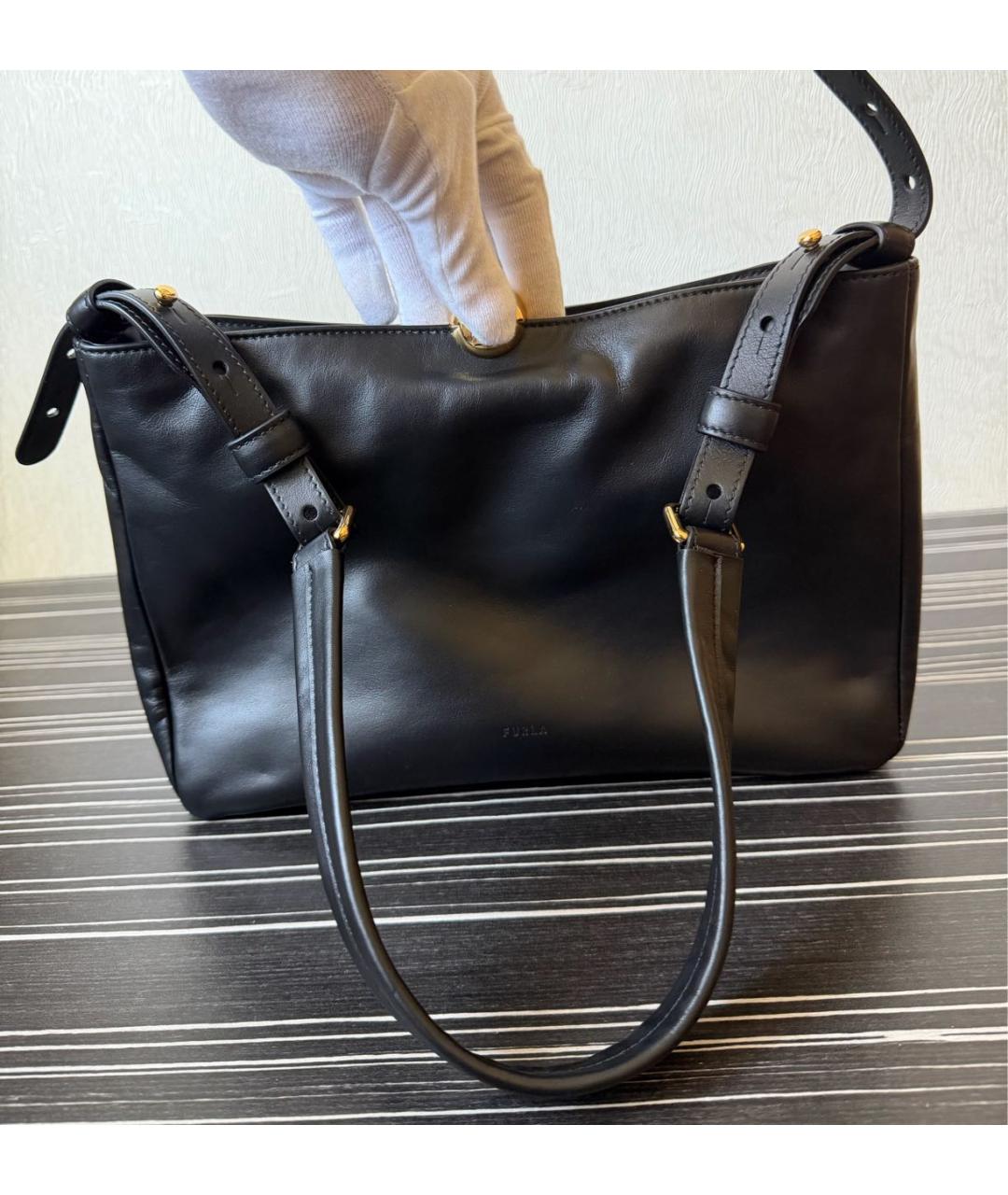 FURLA Черная кожаная сумка через плечо, фото 3