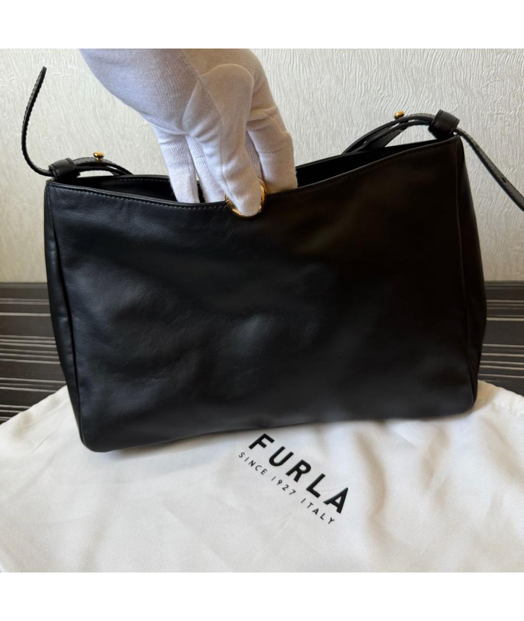 FURLA Черная кожаная сумка через плечо, фото 5