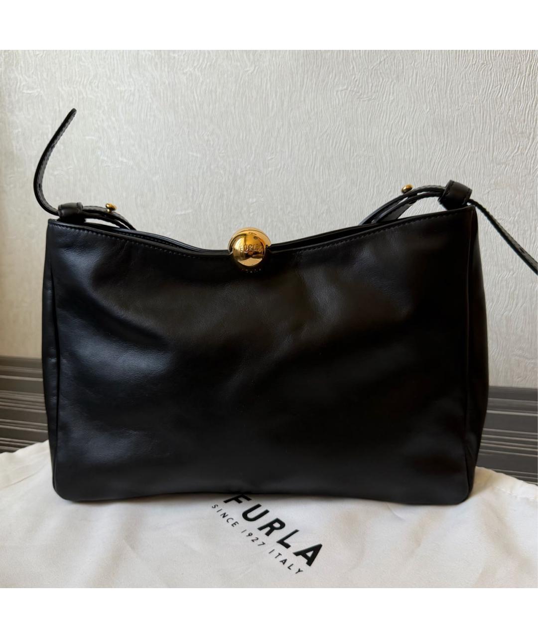 FURLA Черная кожаная сумка через плечо, фото 6