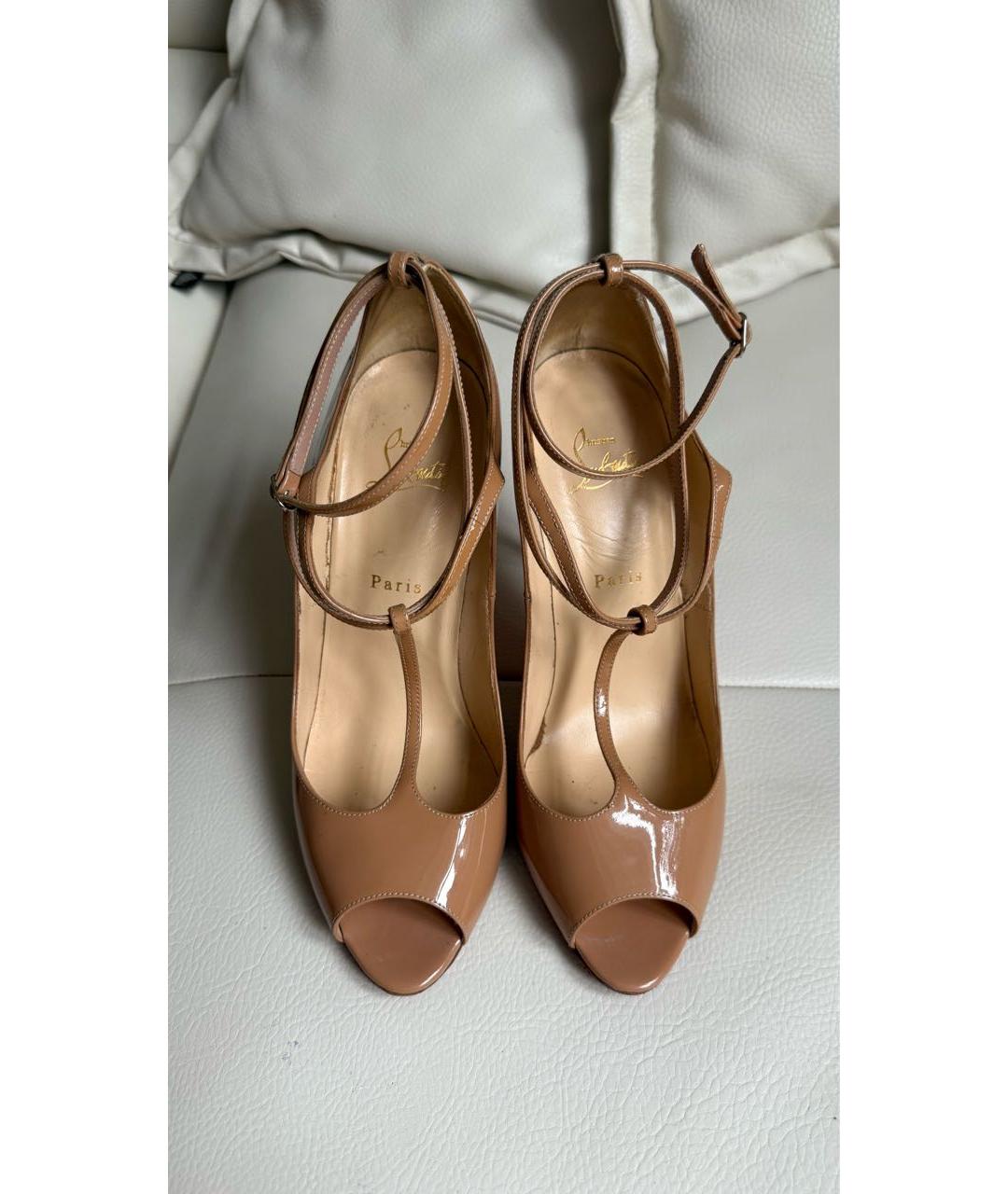 CHRISTIAN LOUBOUTIN Бежевые кожаные туфли, фото 2