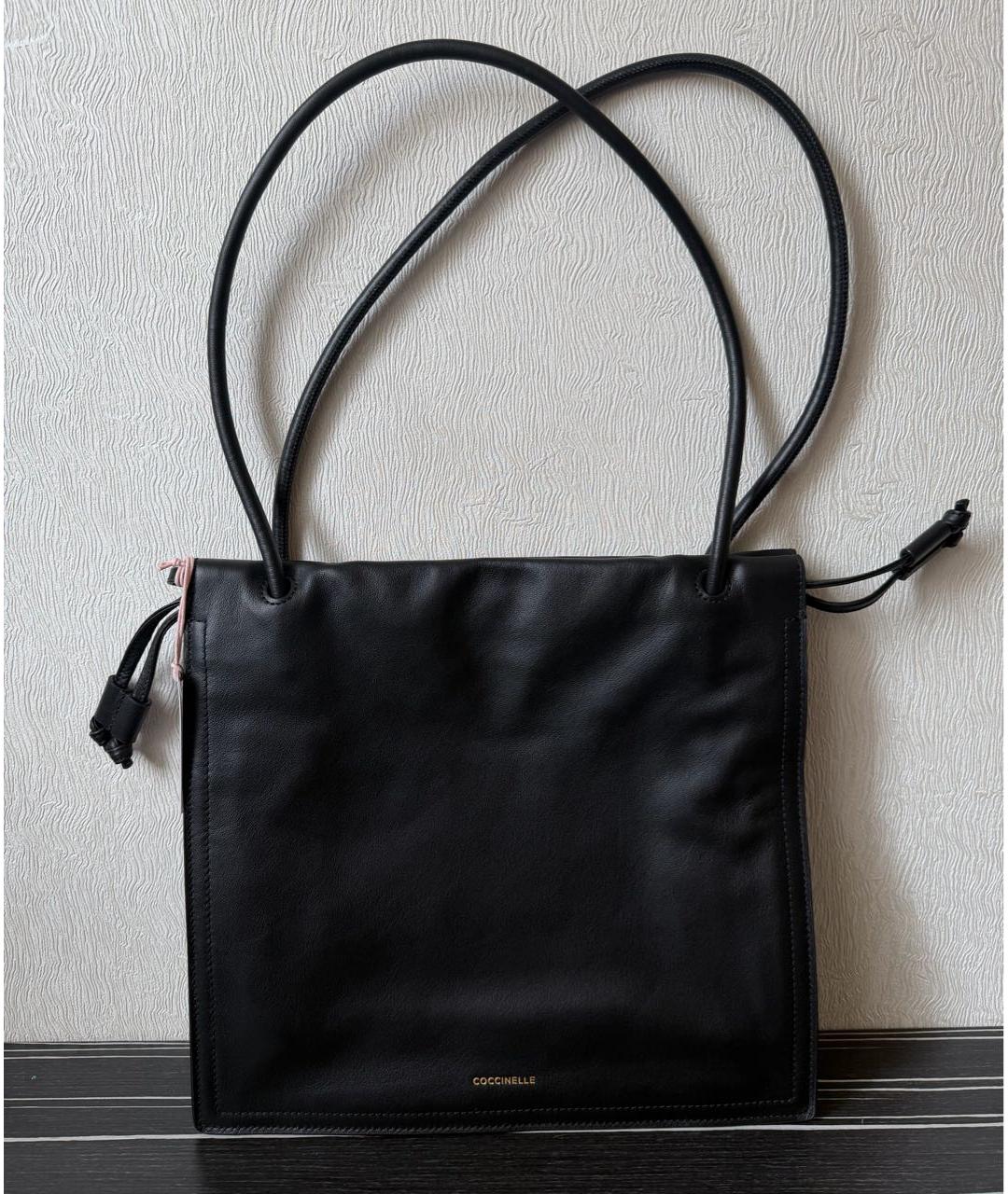 COCCINELLE Черная кожаная сумка с короткими ручками, фото 4