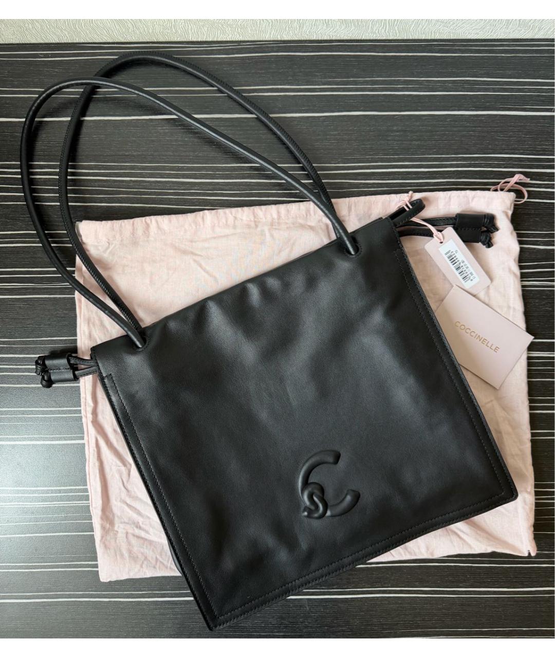 COCCINELLE Черная кожаная сумка с короткими ручками, фото 6