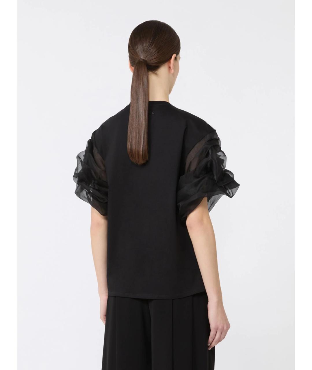 MAX MARA STUDIO Черная хлопковая футболка, фото 3