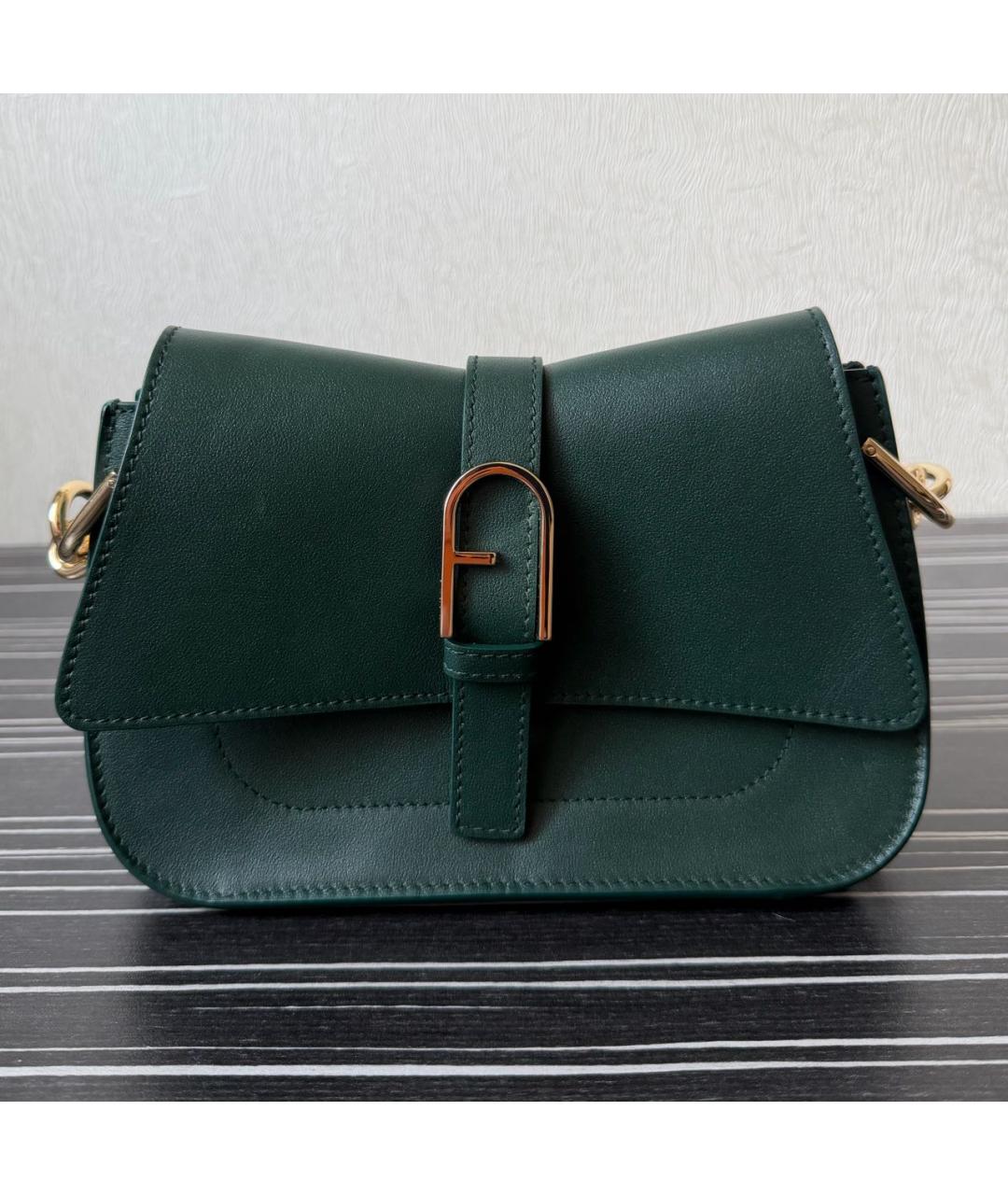 FURLA Зеленая кожаная сумка через плечо, фото 7