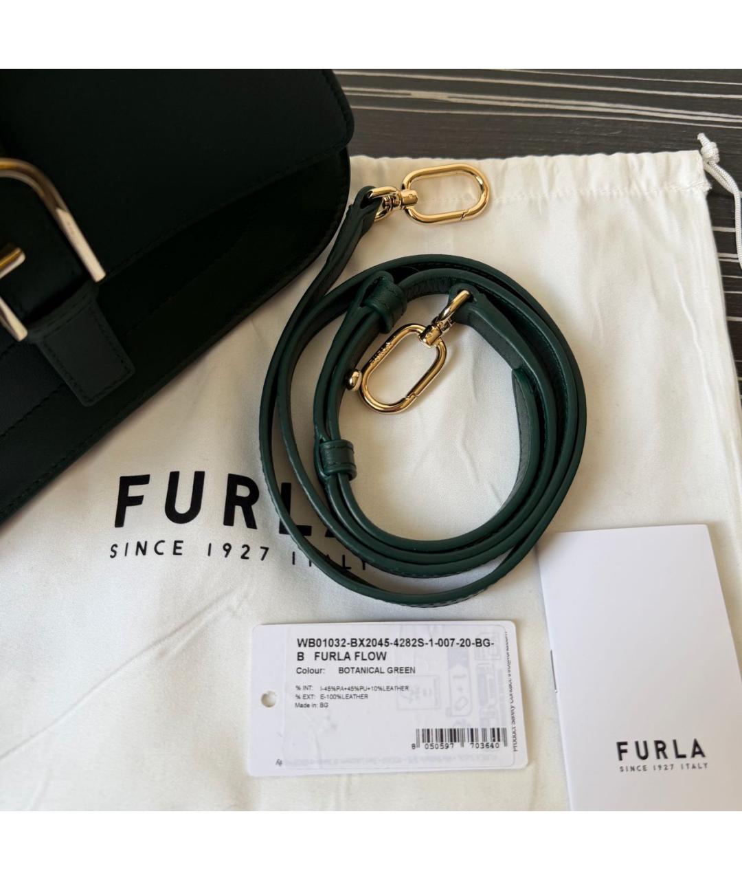 FURLA Зеленая кожаная сумка через плечо, фото 6