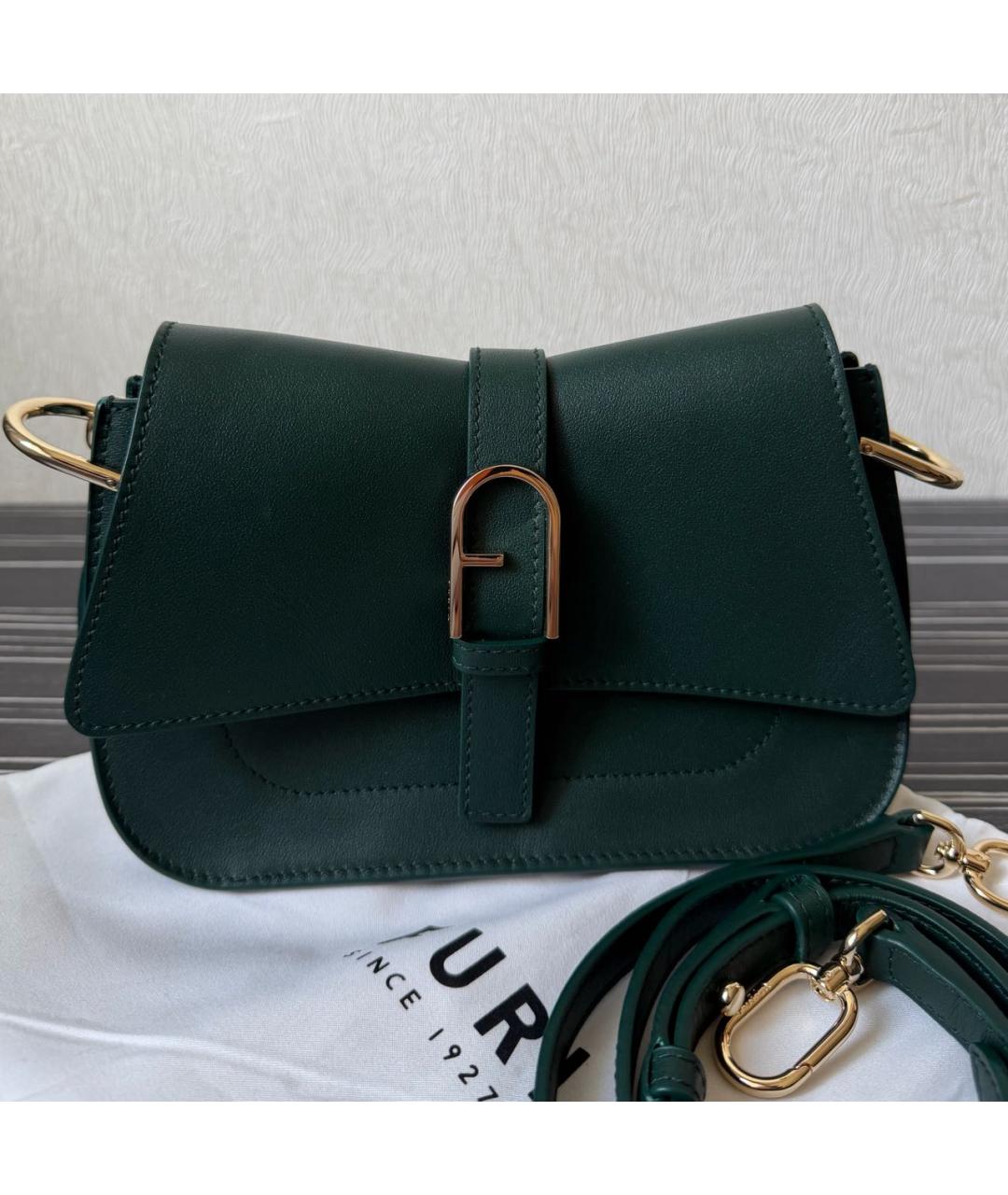 FURLA Зеленая кожаная сумка через плечо, фото 5