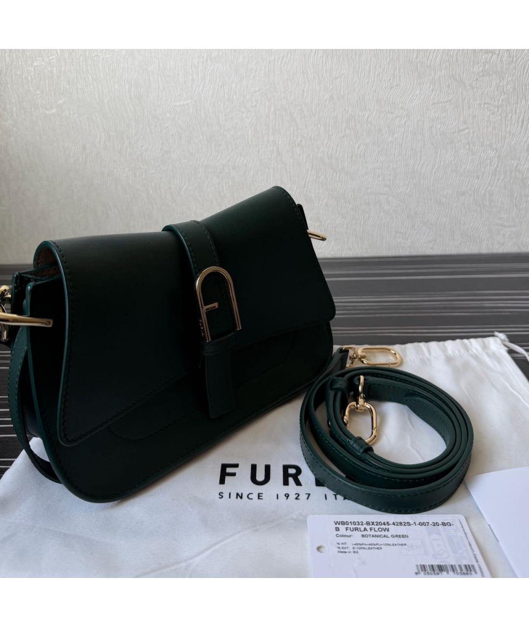 FURLA Зеленая кожаная сумка через плечо, фото 4