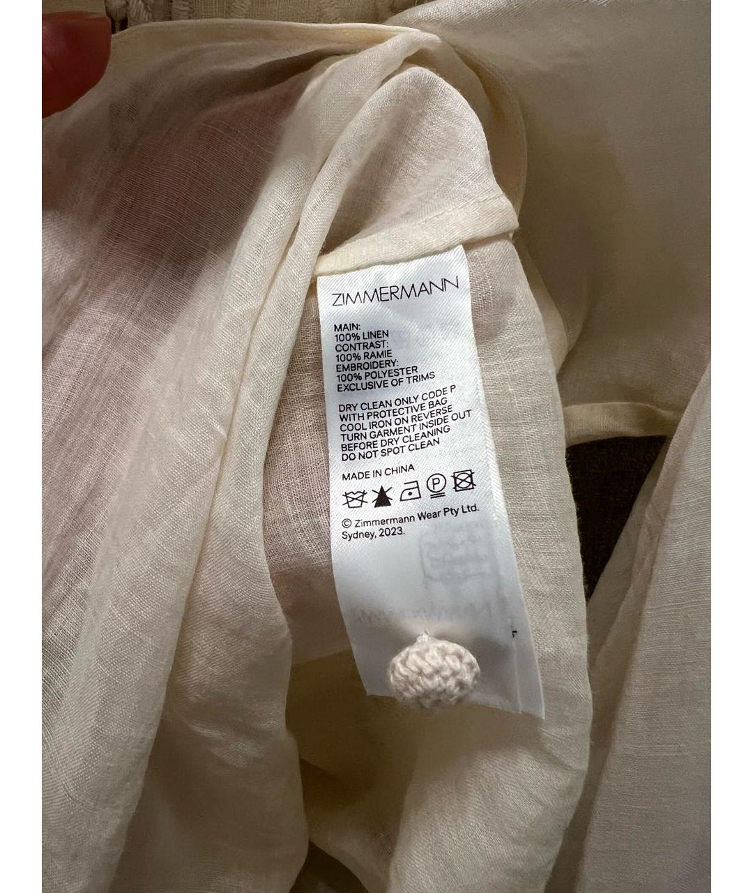 ZIMMERMANN Бежевая льняная блузы, фото 5