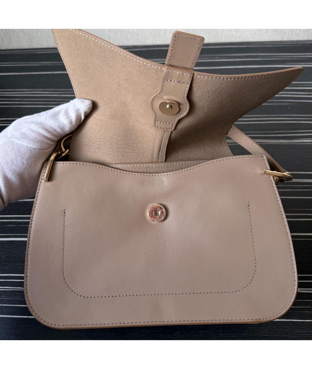 FURLA Бежевая кожаная сумка через плечо, фото 4