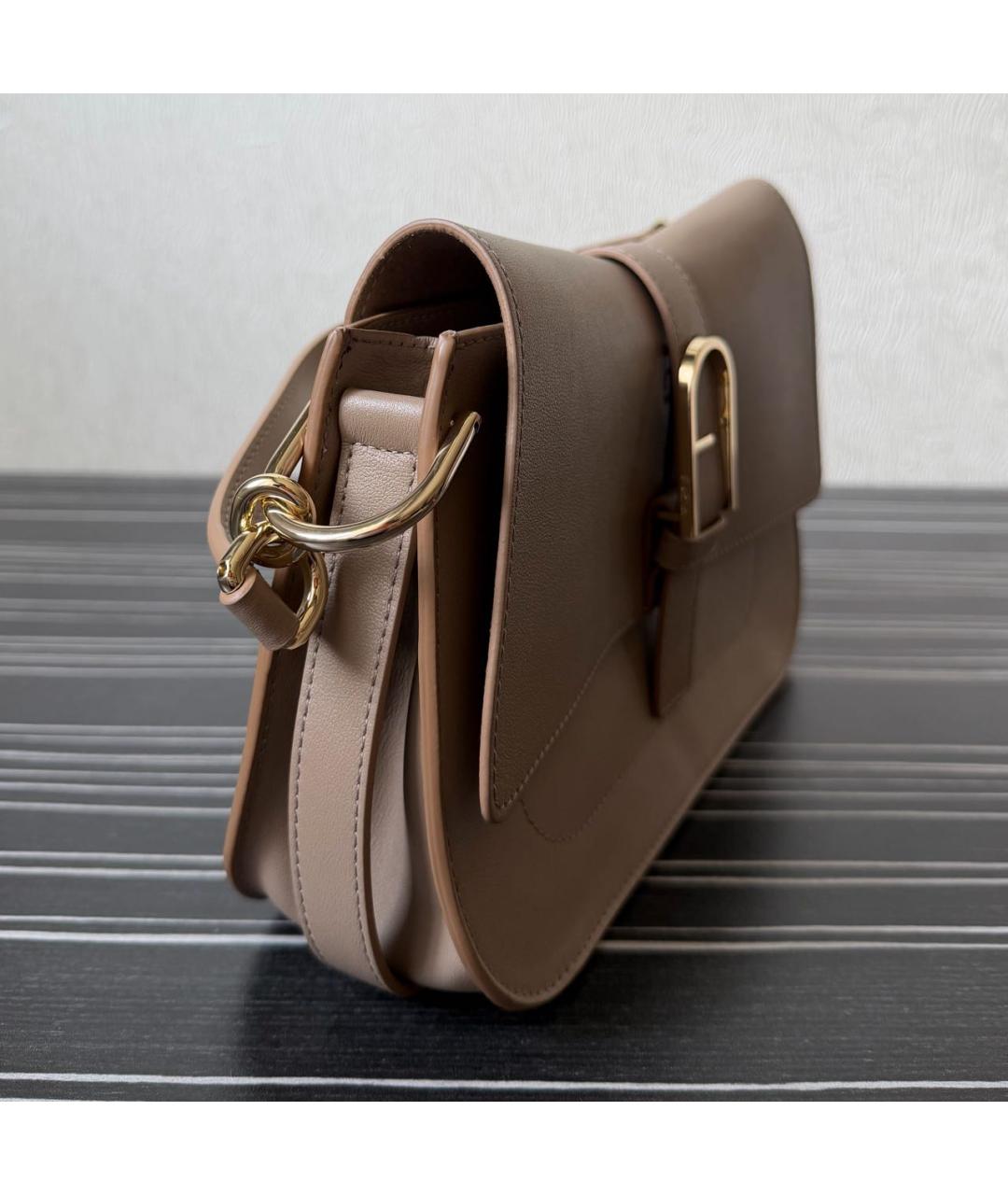 FURLA Бежевая кожаная сумка через плечо, фото 2