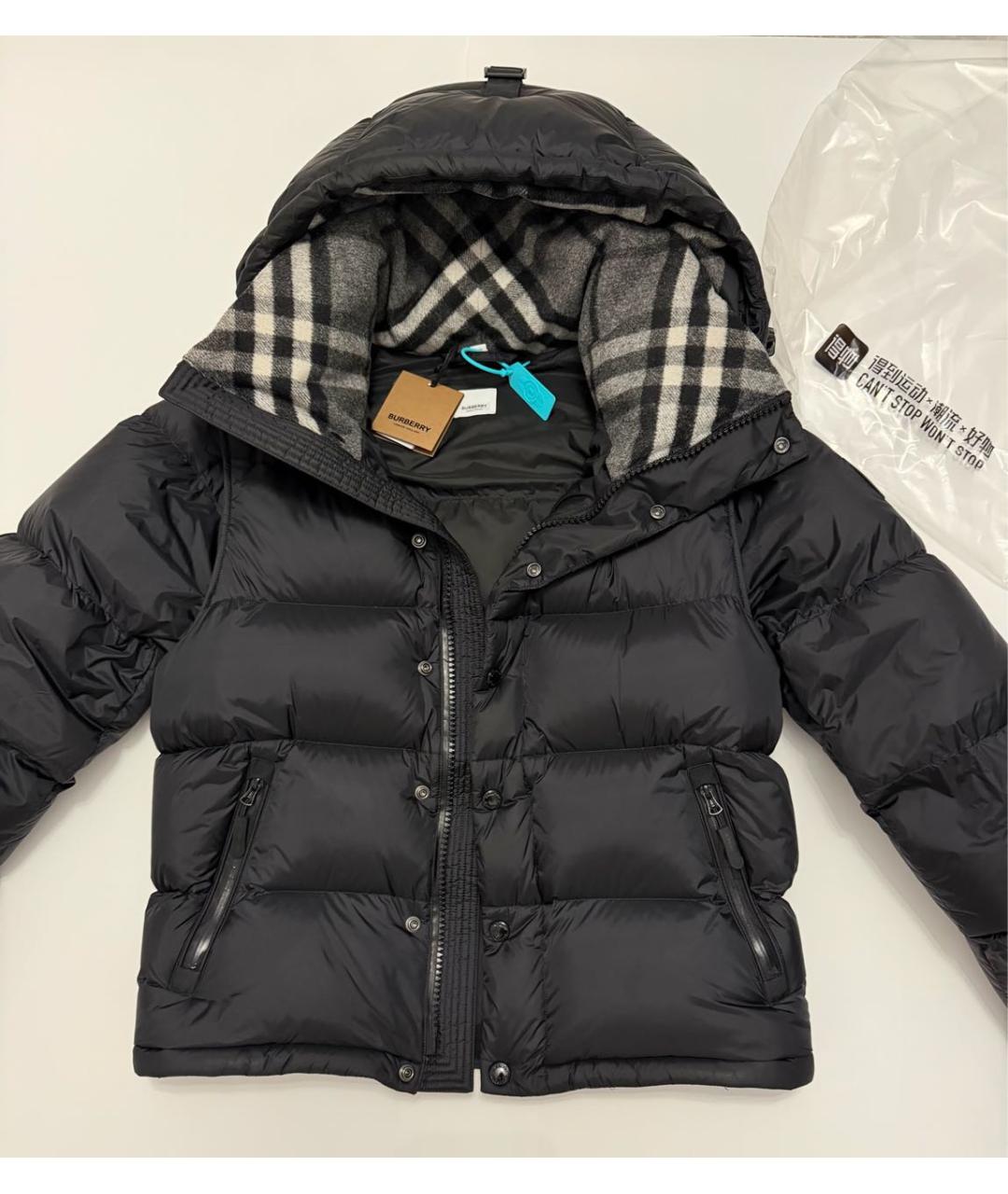 BURBERRY Черная полиэстеровая куртка, фото 6
