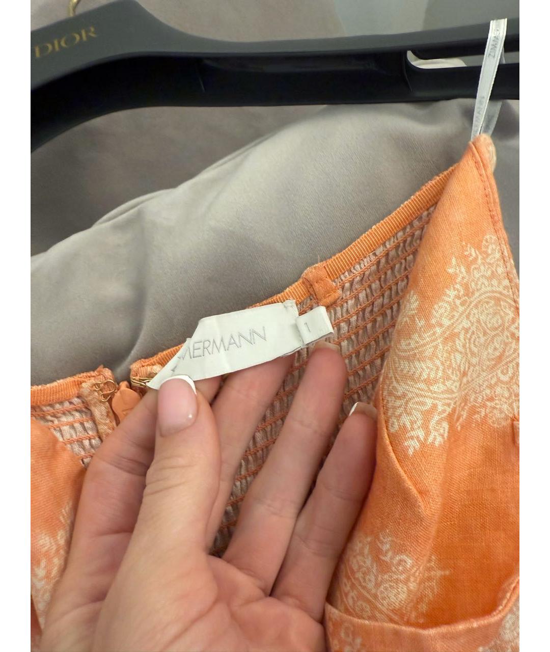 ZIMMERMANN Оранжевый льняной сарафан, фото 5