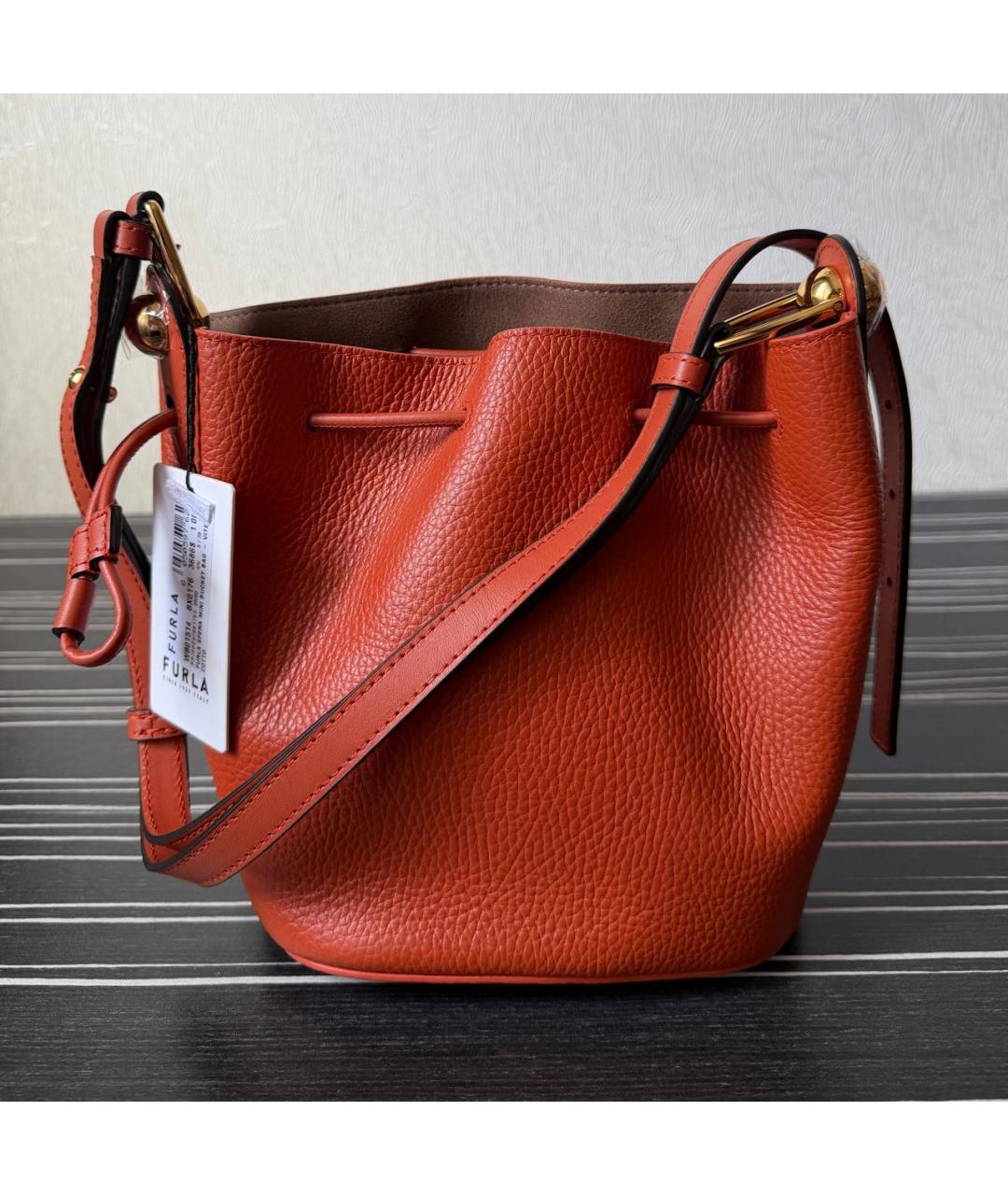 FURLA Красная кожаная сумка через плечо, фото 6