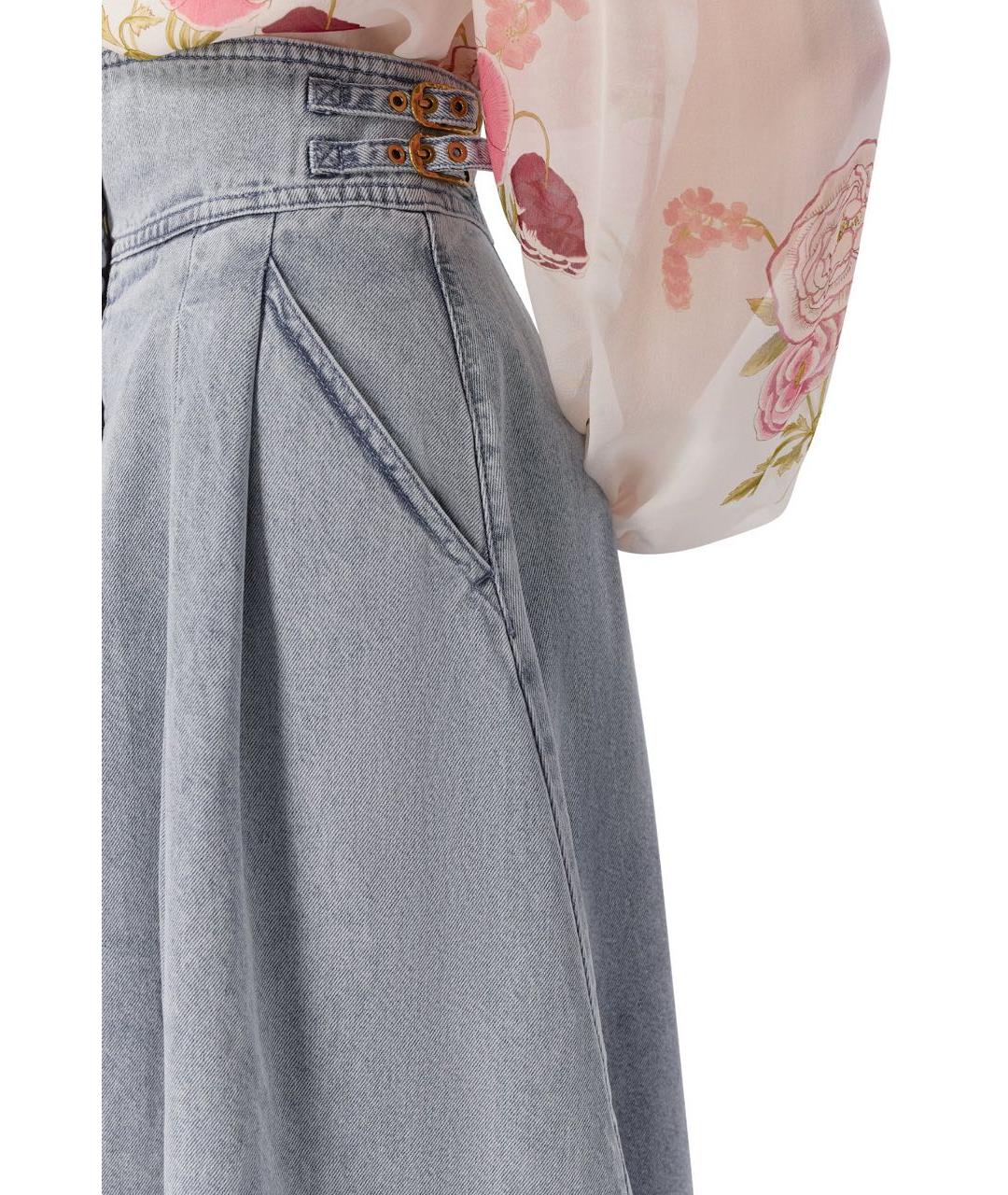 ZIMMERMANN Голубая деним юбка миди, фото 2