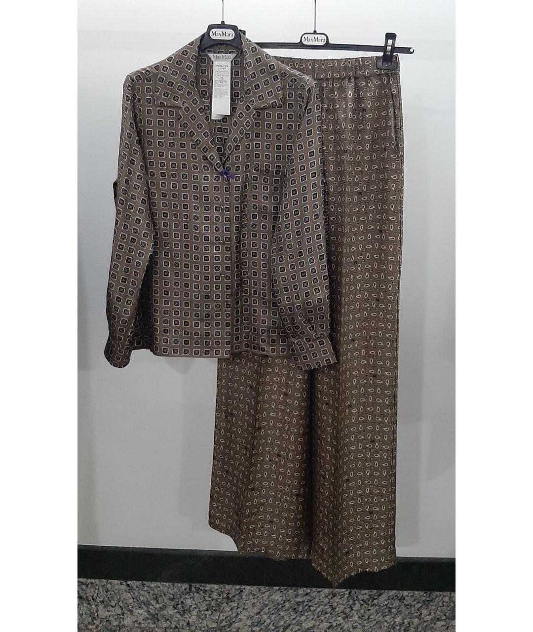 MAX MARA Коричневый шелковый костюм с брюками, фото 3