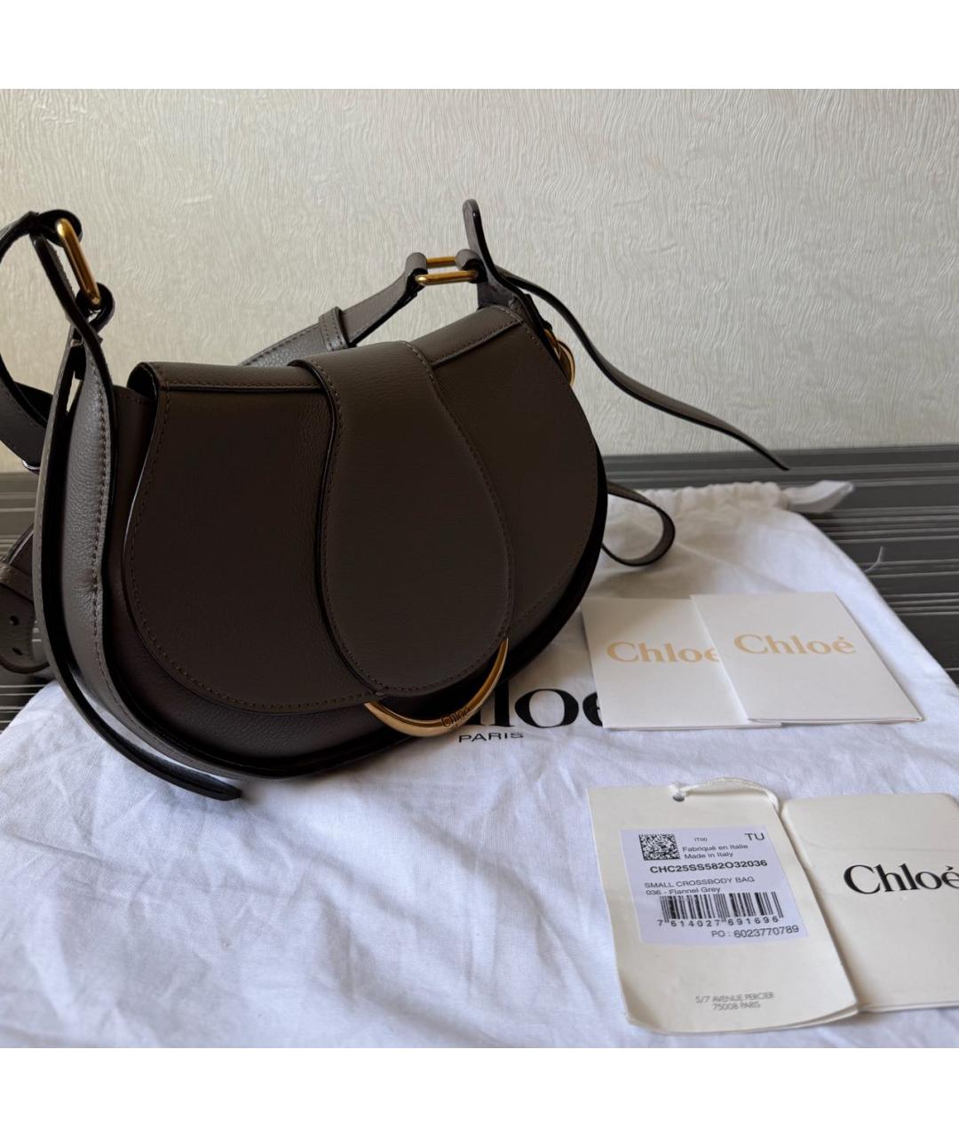 CHLOE Серая кожаная сумка через плечо, фото 5