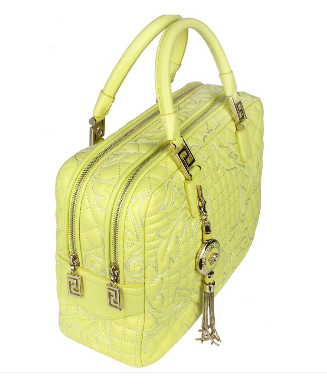 VERSACE Салатовая кожаная сумка с короткими ручками, фото 2