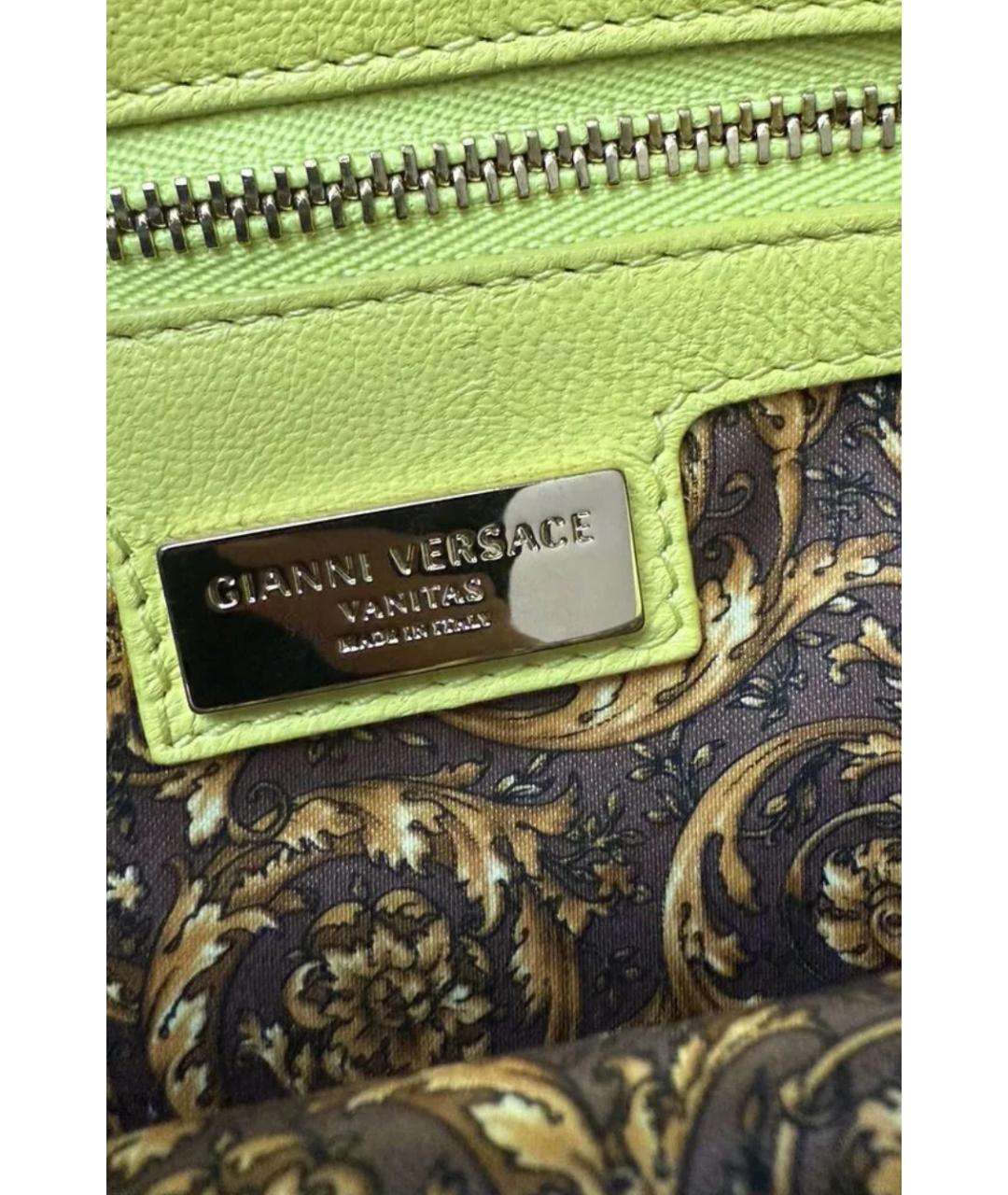 VERSACE Салатовая кожаная сумка с короткими ручками, фото 4