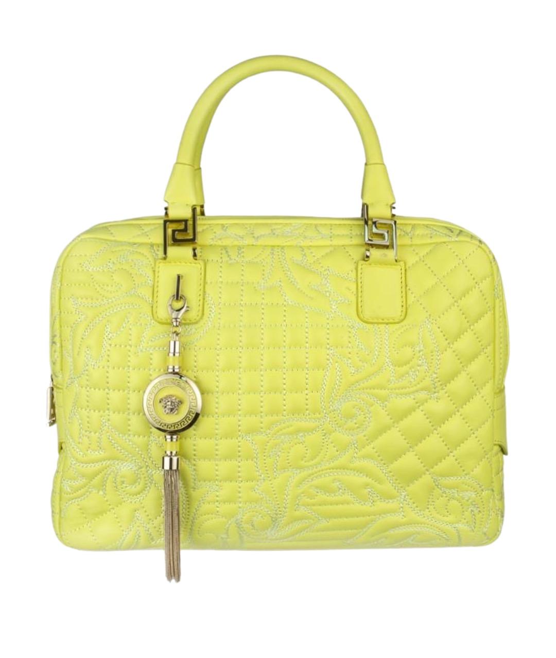 VERSACE Салатовая кожаная сумка с короткими ручками, фото 1