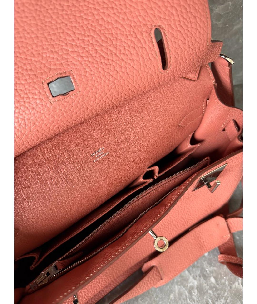 HERMES Коралловая кожаная сумка через плечо, фото 3