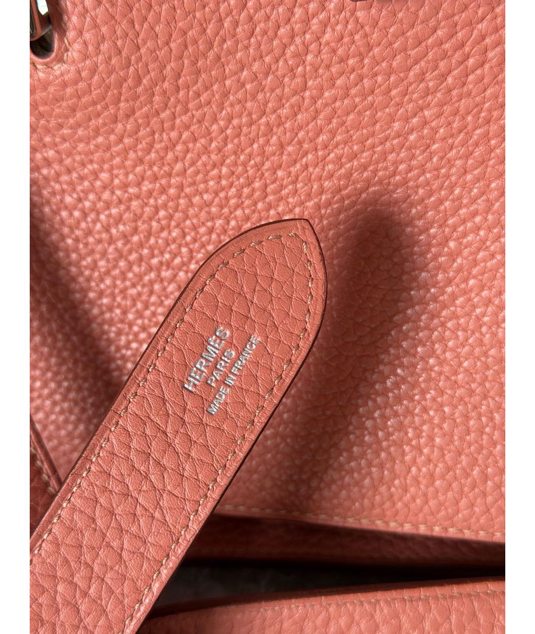 HERMES Коралловая кожаная сумка через плечо, фото 6