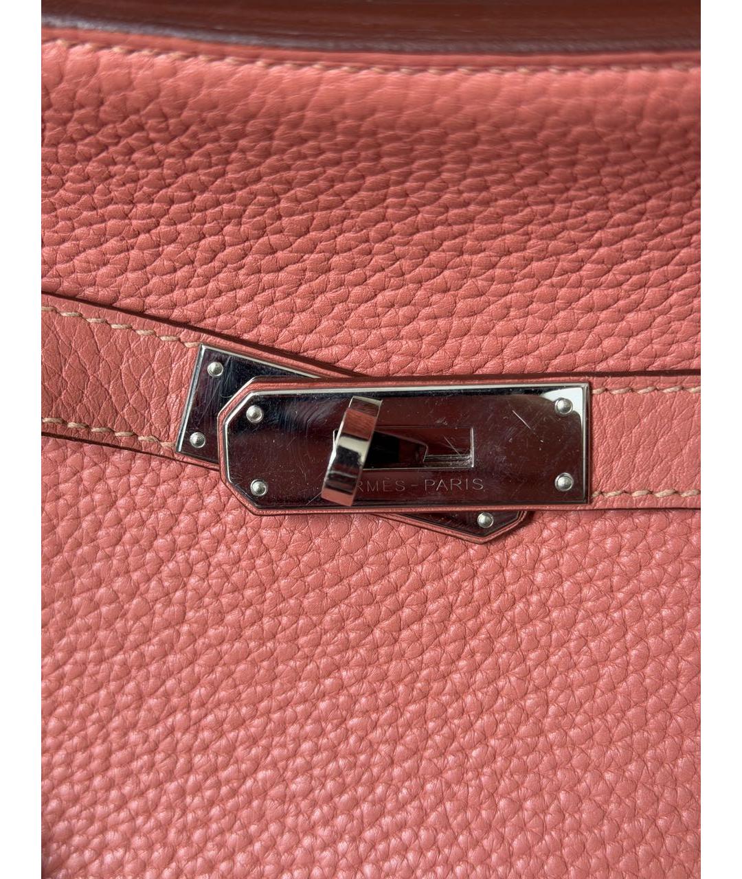 HERMES Коралловая кожаная сумка через плечо, фото 7