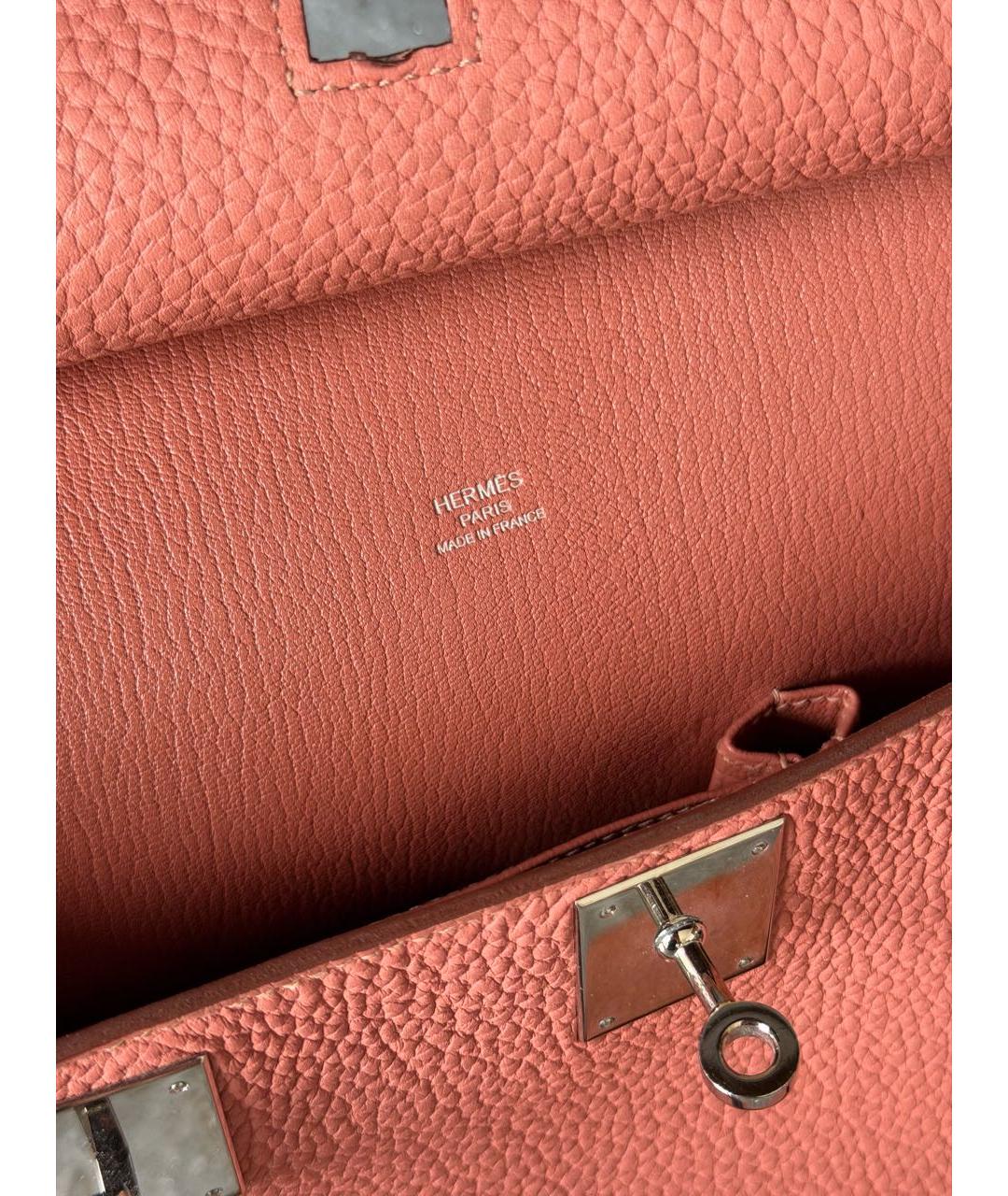 HERMES Коралловая кожаная сумка через плечо, фото 4