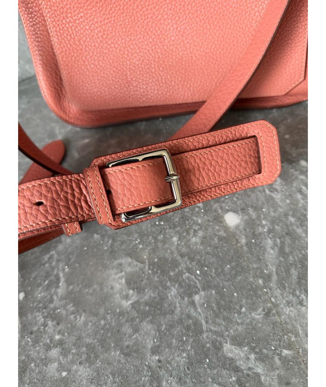 HERMES Коралловая кожаная сумка через плечо, фото 5