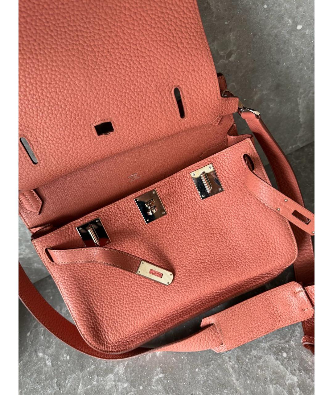 HERMES Коралловая кожаная сумка через плечо, фото 2
