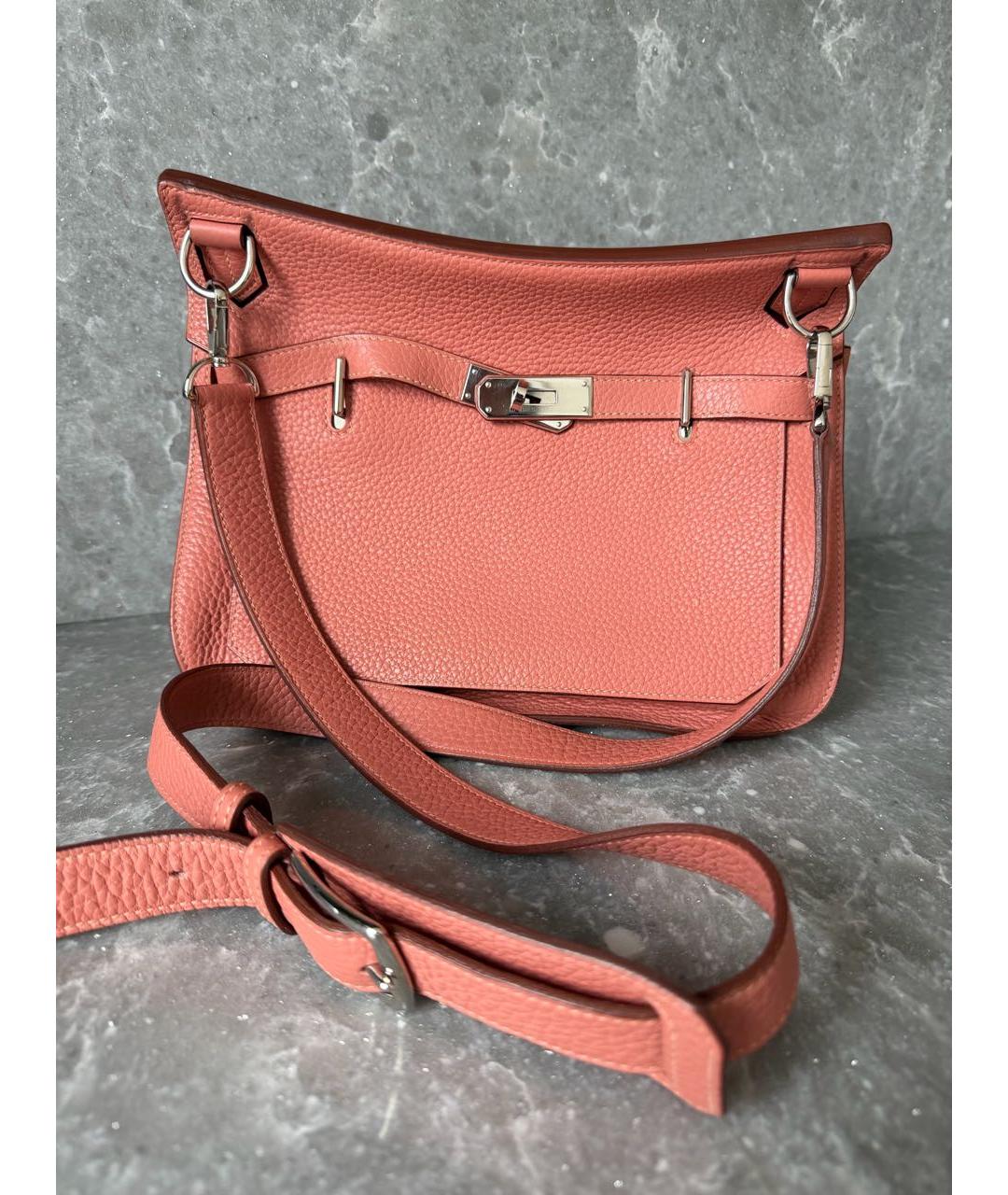 HERMES Коралловая кожаная сумка через плечо, фото 8