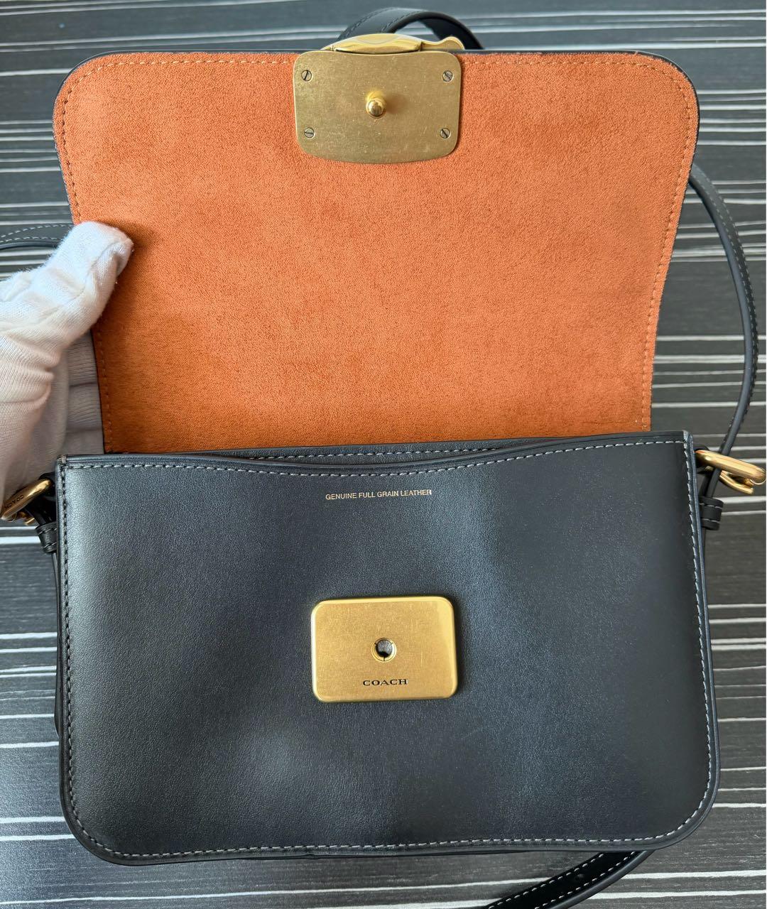 COACH Черная кожаная сумка через плечо, фото 4