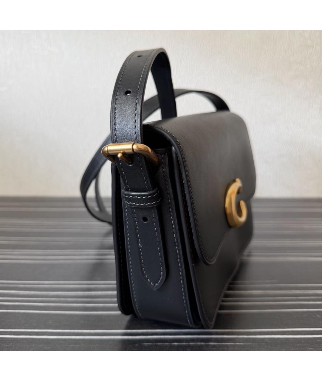 COACH Черная кожаная сумка через плечо, фото 2