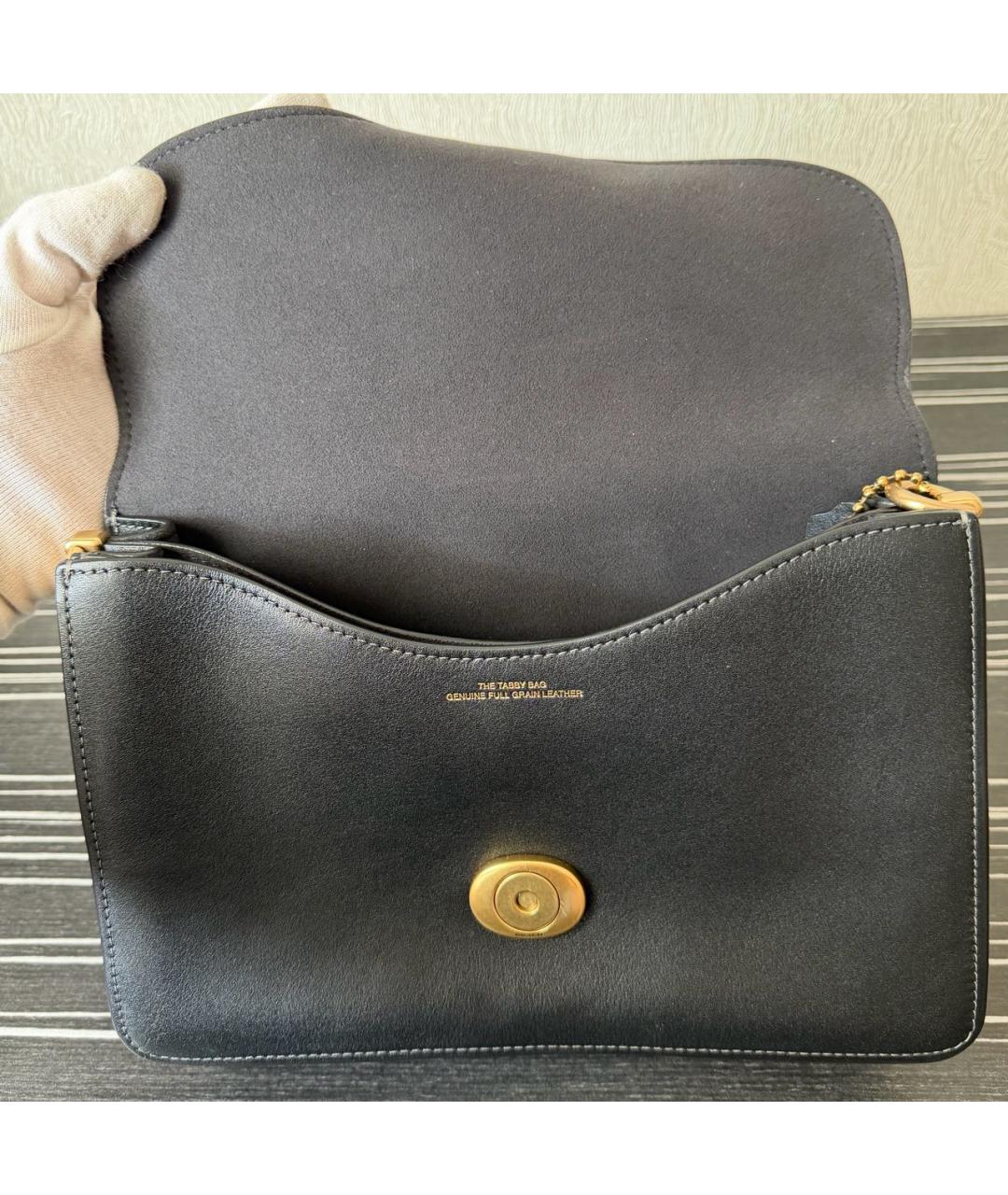 COACH Черная кожаная сумка через плечо, фото 4